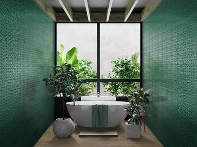 Плитка для ванной комнаты зеленого цвета