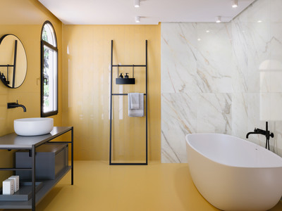 Желтая плитка для ванной комнаты
