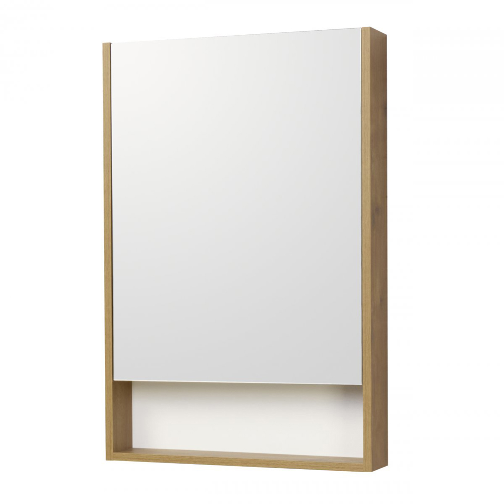 Зеркальный шкаф Акватон Сканди 55 белый/дуб рустикальный, цвет светлое дерево 1A252102SDZ90 - фото 1