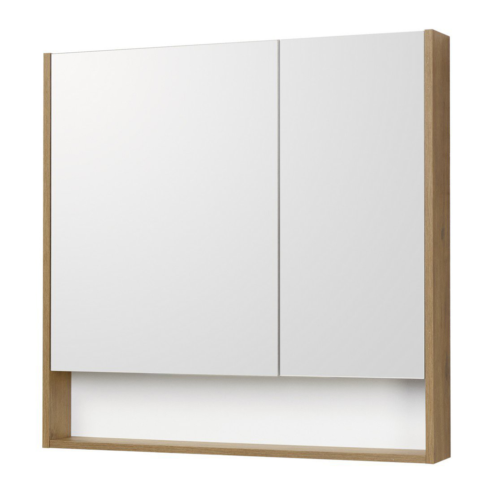 Зеркальный шкаф Акватон Сканди 85 белый/дуб рустикальный, цвет светлое дерево 1A252302SDZ90 - фото 1