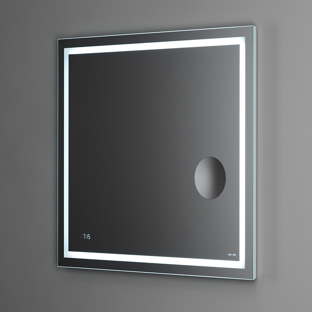 Зеркало для ванной Am.Pm Gem 80 с LED-подсветкой, встроенными часами и линзой зеркало для ванной am pm gem 65 с led подсветкой встроенными часами и линзой