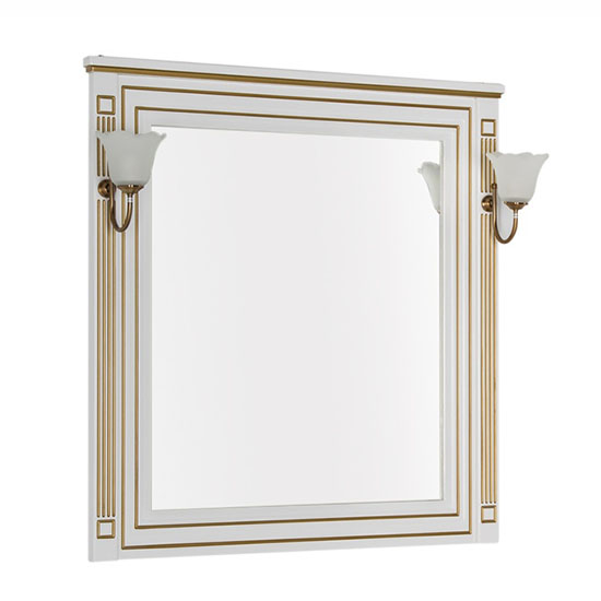 Зеркало для ванной Aquanet Паола 90 белое/патина золото зеркало мебелик васко в 61н белый ясень золото п0001729