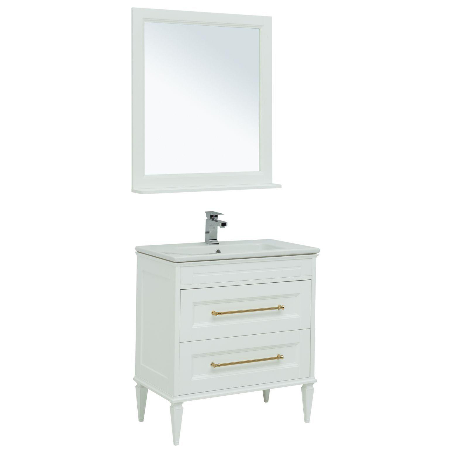 Комплект мебели для ванной Aquanet Бостон 00281191 матовый зеркало для ванной aquanet бостон 100 м белый матовый