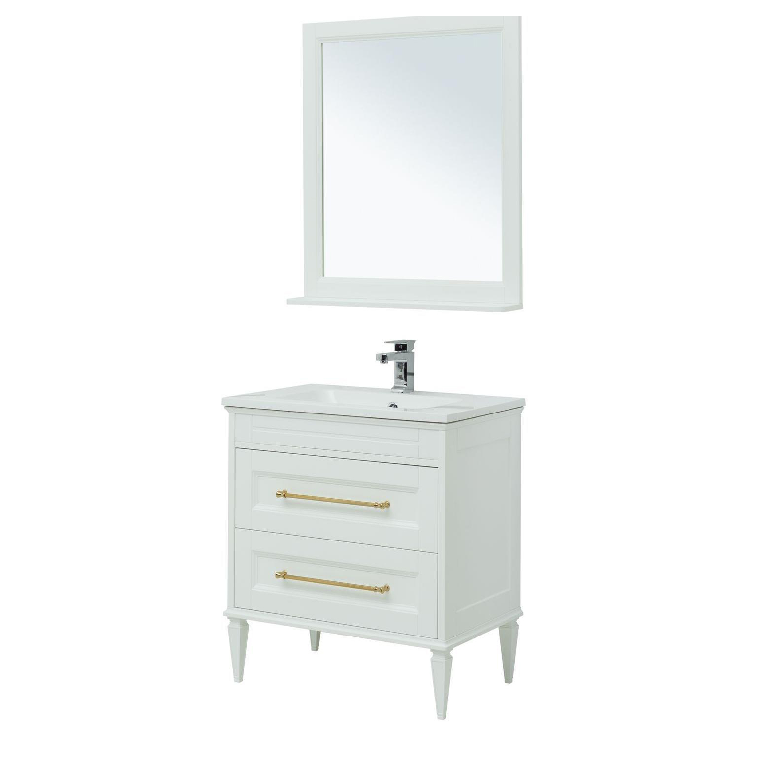 Комплект мебели для ванной Aquanet Бостон 00281193 матовый зеркало для ванной aquanet бостон 60 м белый матовый