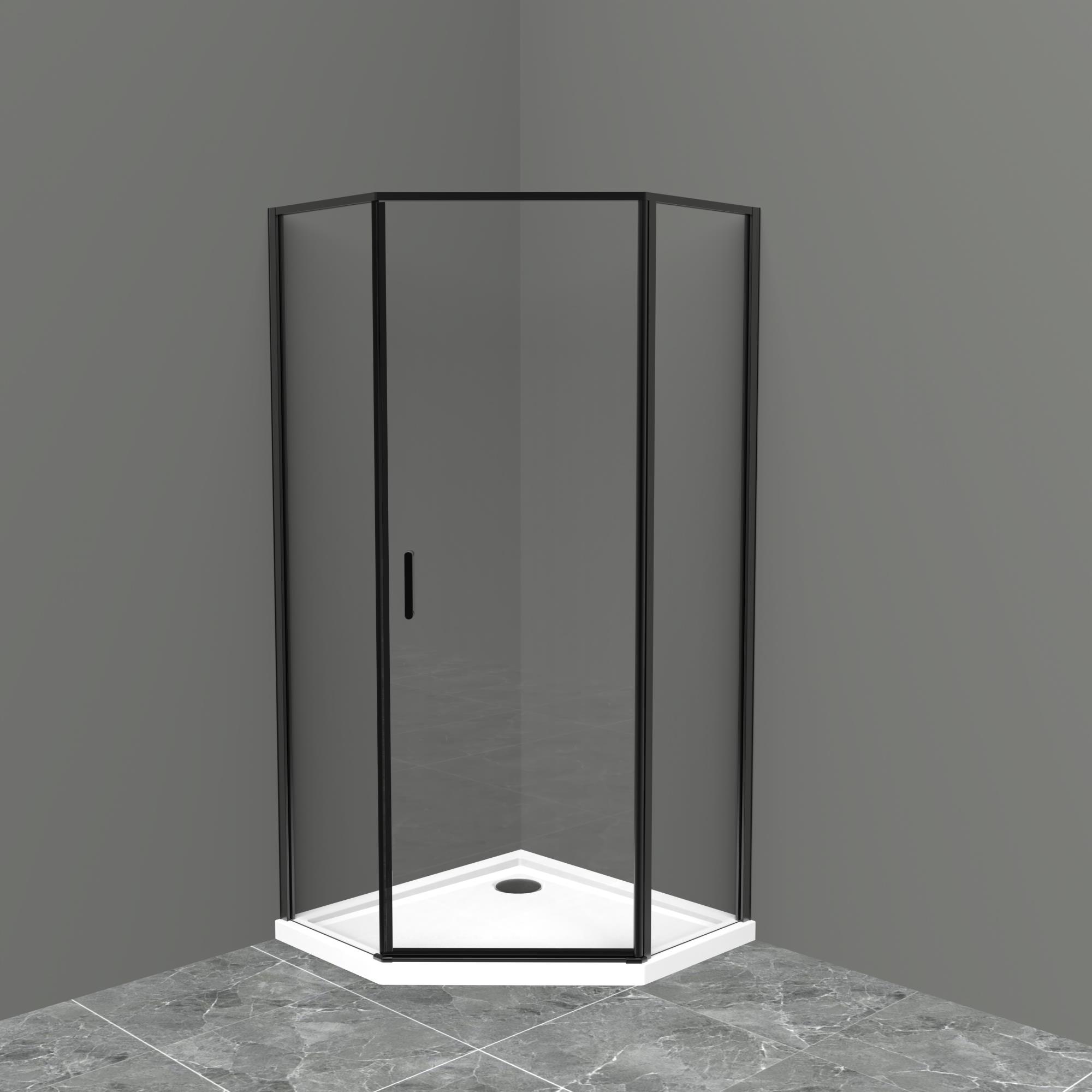 

Душевой уголок BelBagno 90х90 UNO-195-P-1-90-C-NERO, Прозрачный