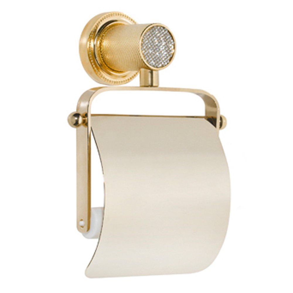 Держатель для туалетной бумаги Boheme RoyalCristal 10921-G золото с крышкой