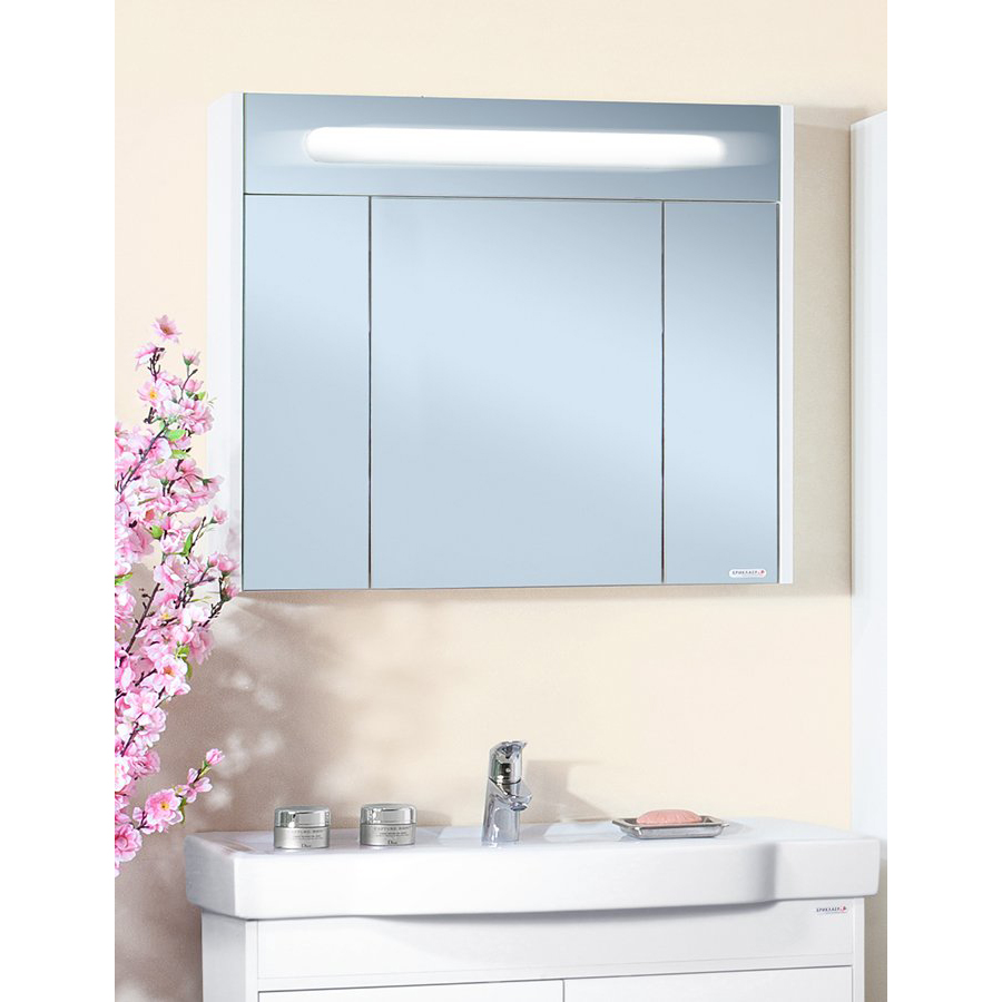 Зеркальный шкаф для ванной Бриклаер Палермо 90 белый глянец