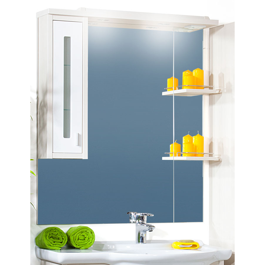 Зеркало для ванной Бриклаер Бали 90 левое белый/светлая лиственница