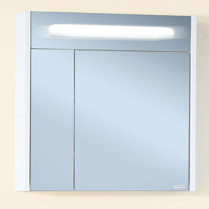 Зеркальный шкаф для ванной Бриклаер Палермо 74 белый глянец