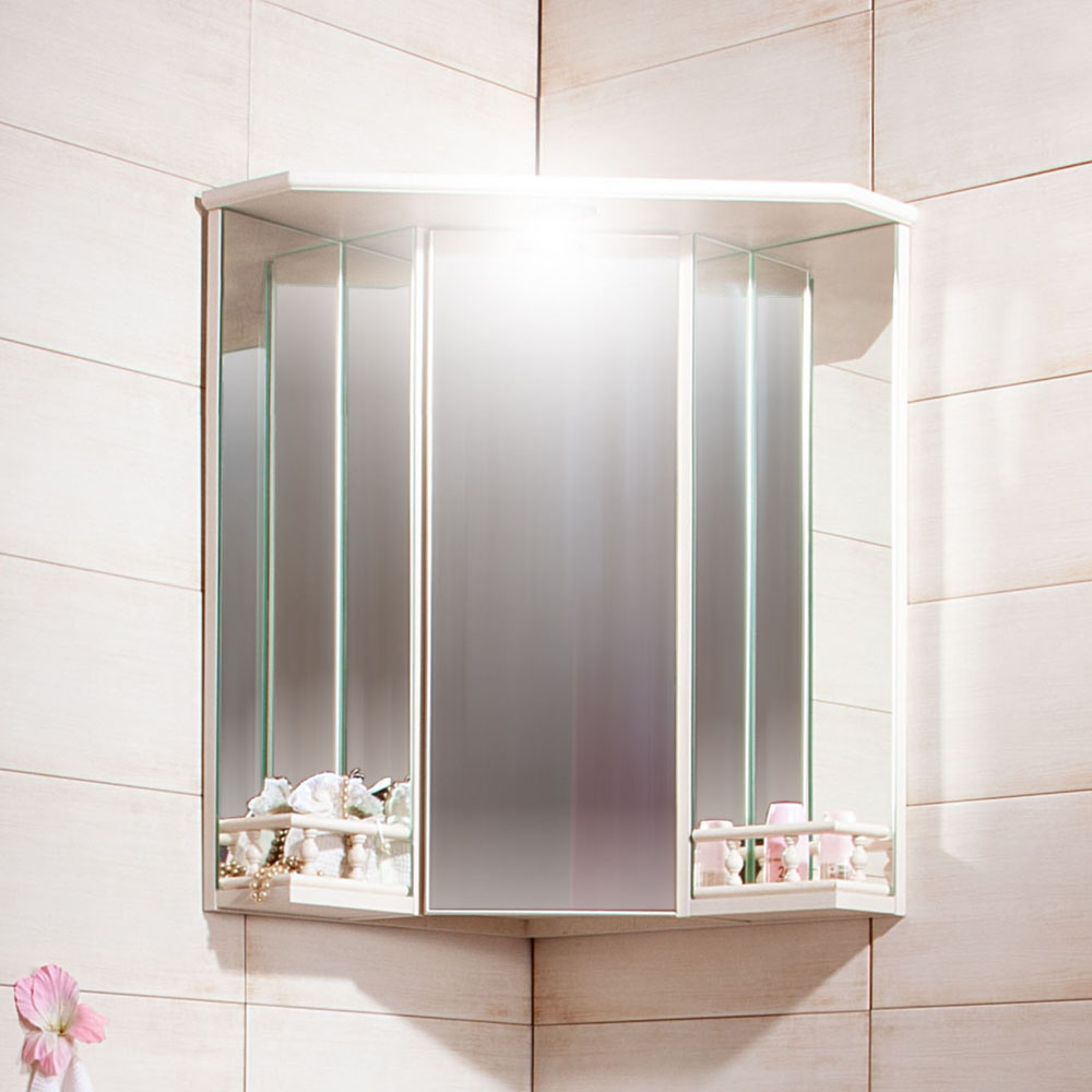 Зеркальный шкаф для ванной угловой Бриклаер Кантри