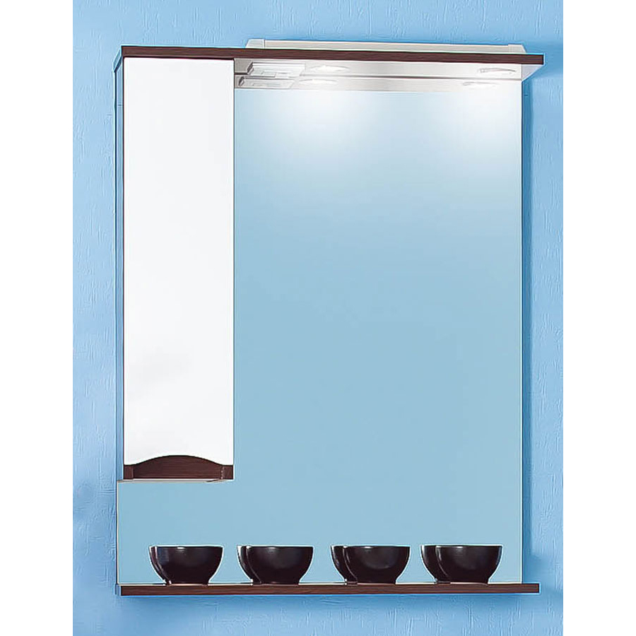 Зеркало для ванной Бриклаер Токио 70 левое белое/венге зеркало для ванной бриклаер токио 70 левое белый светлая лиственница