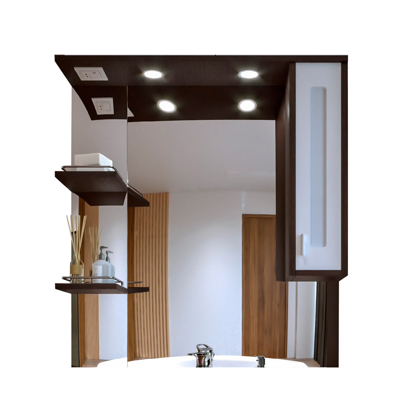 Зеркальный шкаф для ванной Бриклаер Бали 90.4 4627125411861 правый
