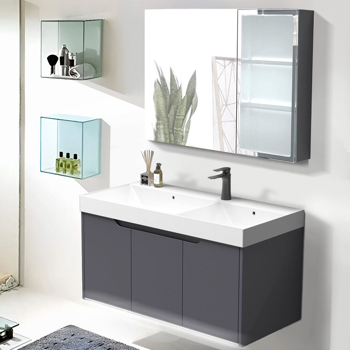 Комплект мебели для ванной Cerutti Maiella 100, цвет серый