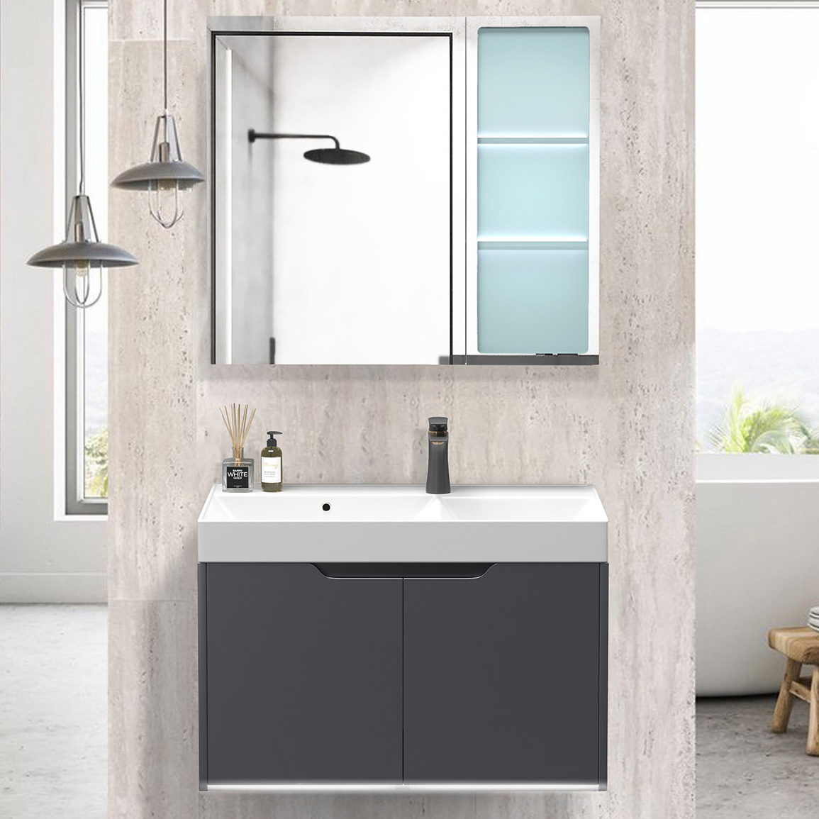 Комплект мебели для ванной Cerutti Maiella 70, цвет серый
