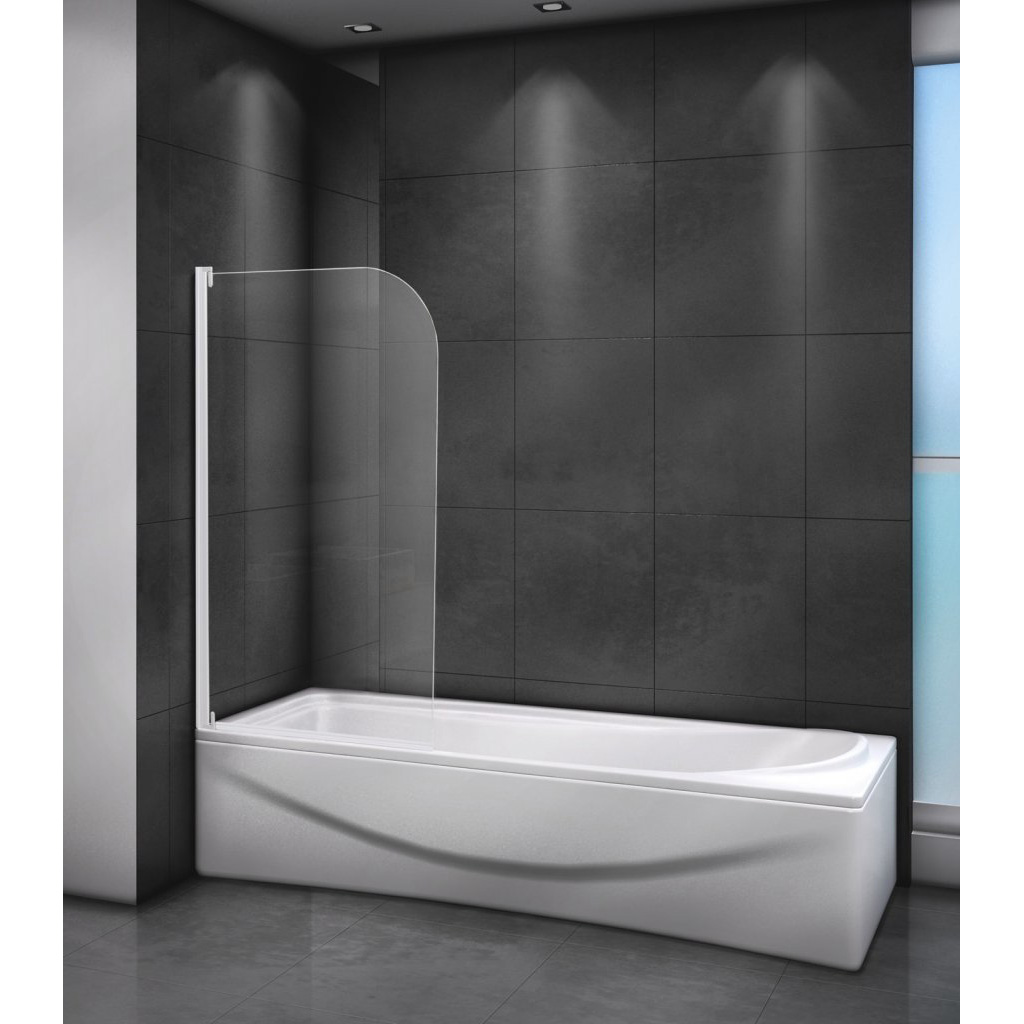 Шторка для ванны Cezares Relax V1 80/140 C Bi прозрачное стекло, профиль белый, цвет прозрачный RELAX-V-1-80/140-C-Bi - фото 1