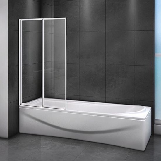 Шторка для ванны Cezares Relax V2 80/140 C Bi прозрачное стекло, профиль белый