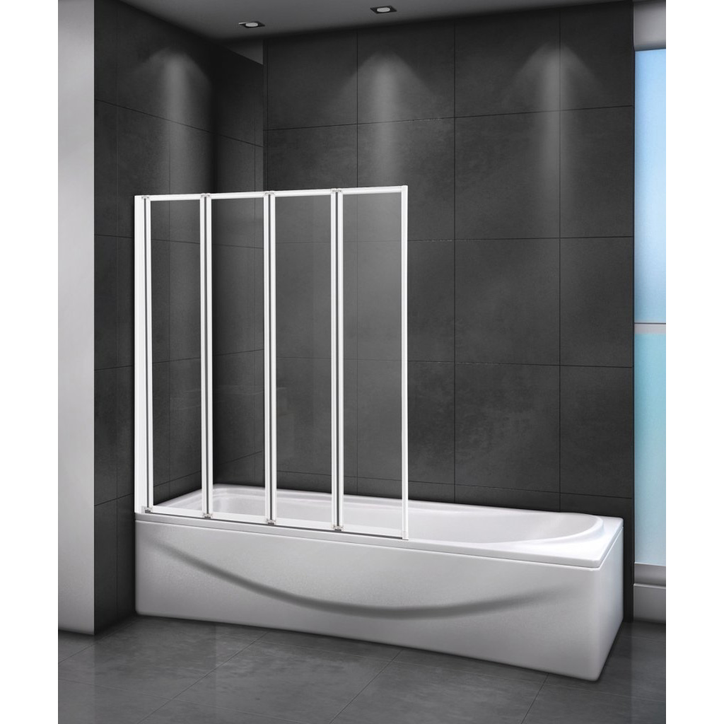Шторка для ванны Cezares Relax V4 100/140 C Bi прозрачное стекло, профиль белый шторка для ванны rgw sc 41 160x150 стекло прозрачное