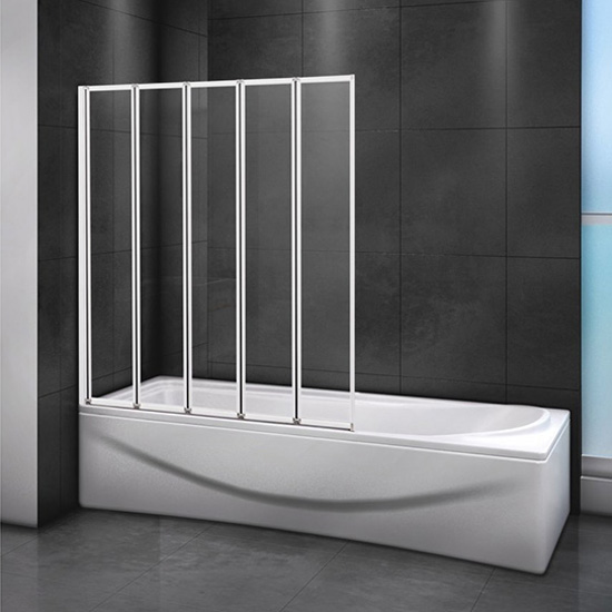 Шторка для ванны Cezares Relax V5 120/140 C Bi прозрачное стекло, профиль белый шторка для ванны rgw sc 23b 80х150 стекло прозрачное