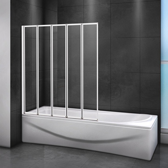 Шторка для ванны Cezares Relax V5 120/140 P Bi матовое стекло, профиль белый R