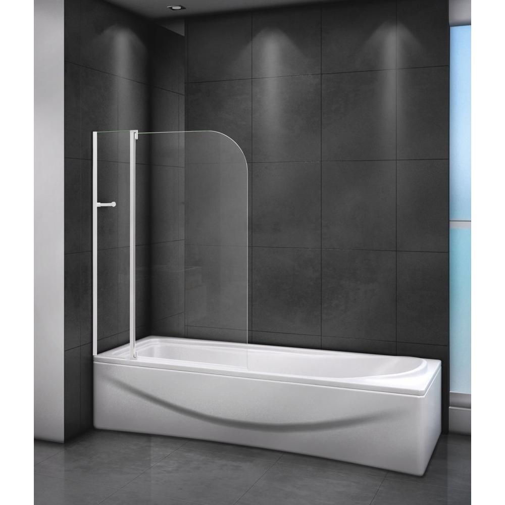 Шторка для ванны Cezares Relax V-11-100/140-C-Bi прозрачно стекло, профиль белый