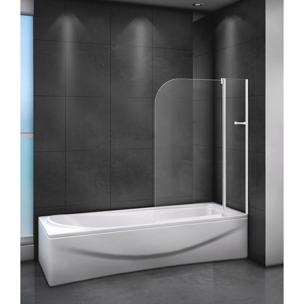 Шторка для ванны Cezares Relax V-11-100/140-P-Bi-R текстурное стекло, профиль белый