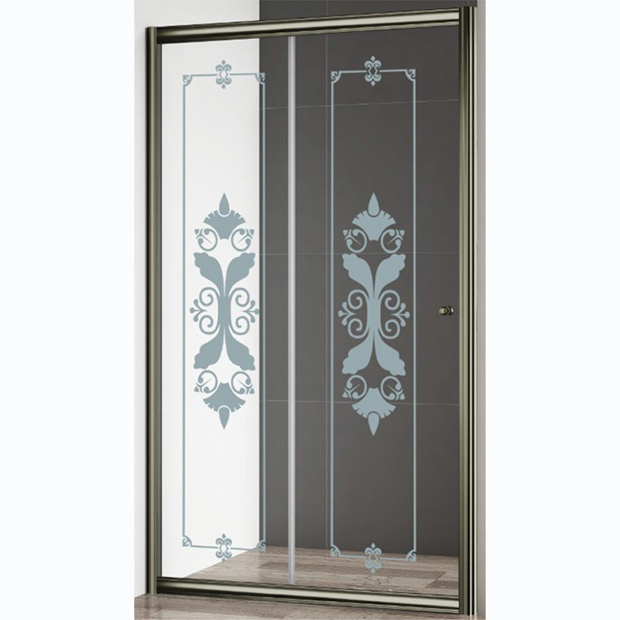 Душевая дверь Cezares Giubileo BF1 120 CP Br прозрачное стекло c матовым узором, профиль бронза