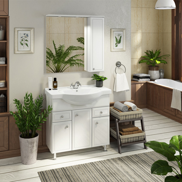 Мебель для ванной Comforty Сочи 85 белая (Сенеж) мебель для ванной comforty бремен 90 дуб белый