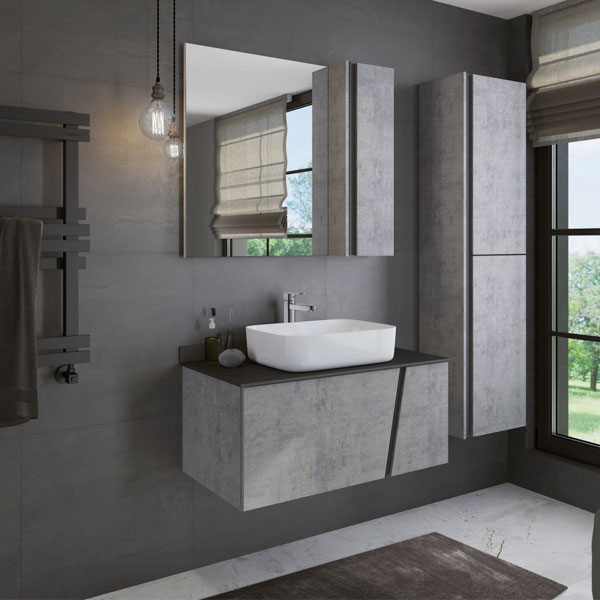 Мебель для ванной Comforty Эдинбург 90 бетон светлый с черной столешницей (T-Y9378) пенал для ванной aqwella mobi 36 4 mob0535bs бетон