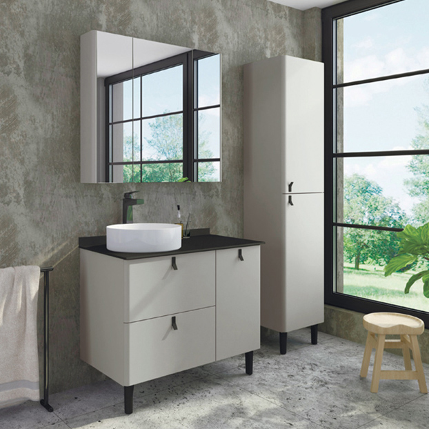 Мебель для ванной Comforty Сорренто 90Н светло-серый с антрацитовой столешницей раковина vincea vbs 101mg матовый серый