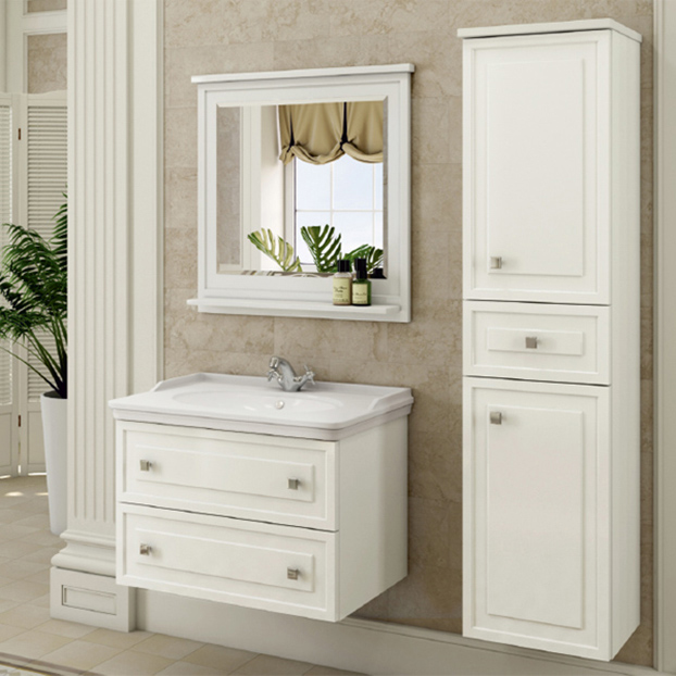 Мебель для ванной Comforty Феррара 80 белый шкаф для ванной акватон брук 40 с корзиной дуб феррара