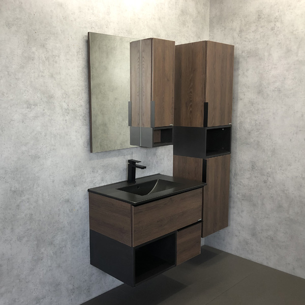 Мебель для ванной Comforty Франкфурт 75 дуб шоколадно-коричневый (75E черная)