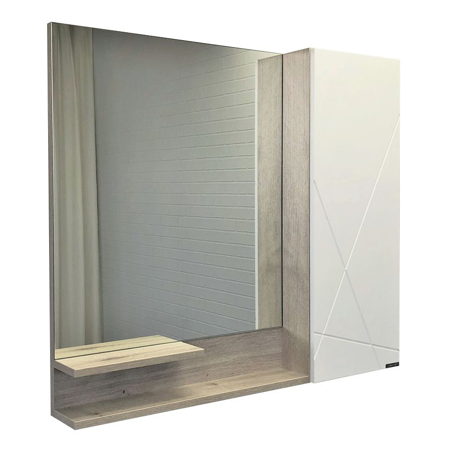 Зеркальный шкаф для ванной Comforty Мерано 90 00-00008508 правый, цвет белый - фото 1