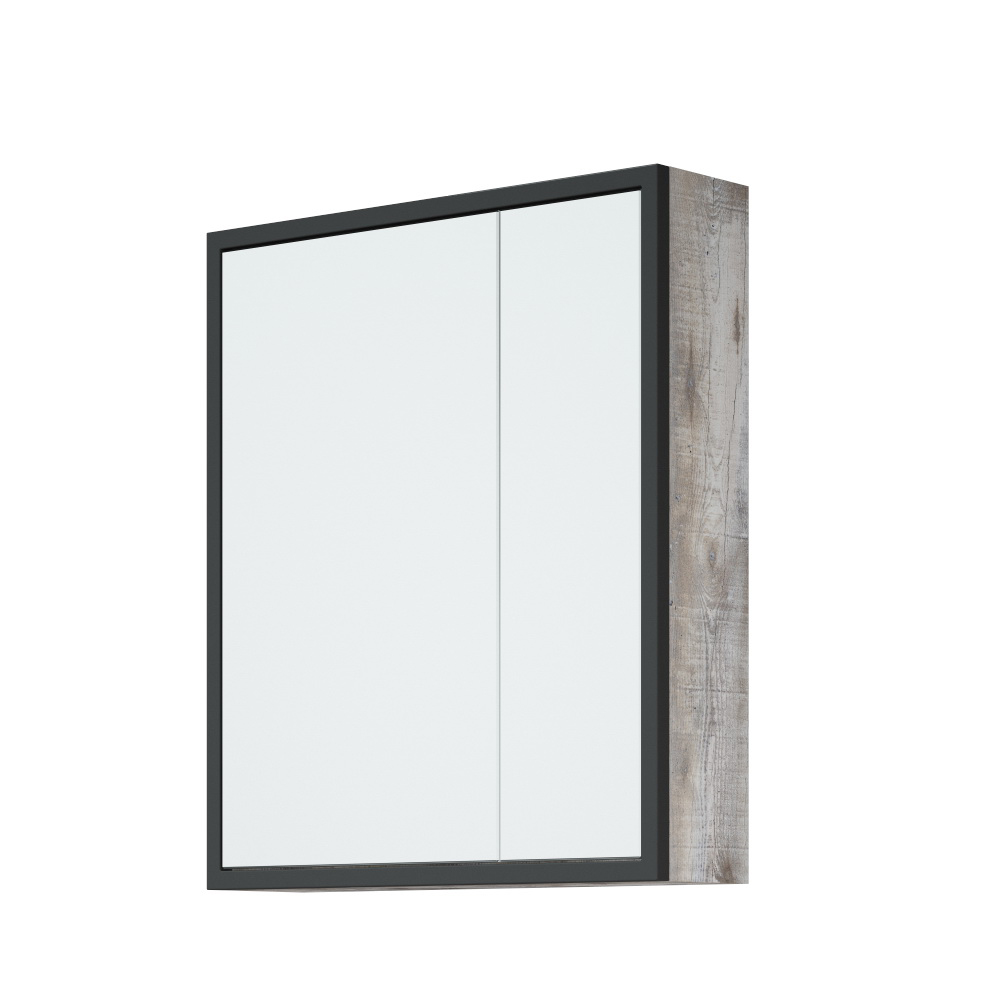 Зеркальный шкаф для ванной Corozo Айрон 70 черный/антик