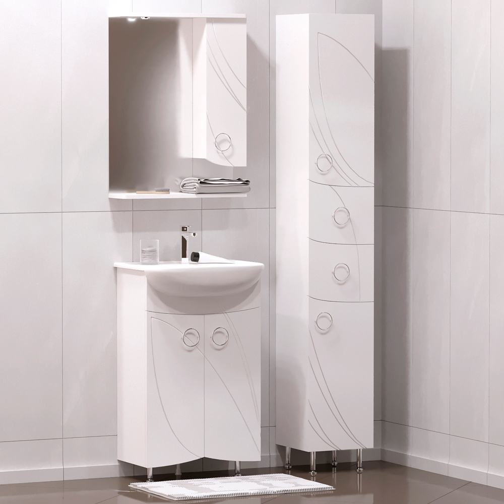 Мебель для ванной Corozo Ультра Флора 55, цвет белый SD-00000362+SD-00000065+SD-00000301 - фото 1