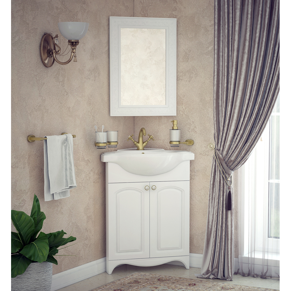 Мебель для ванной Corozo Классика 65 угловая, цвет белый SD-00000316+SD-00000377+SD-00000289 - фото 1