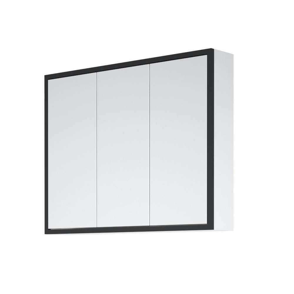 Зеркальный шкаф для ванной Corozo Айрон 90 черный/белый