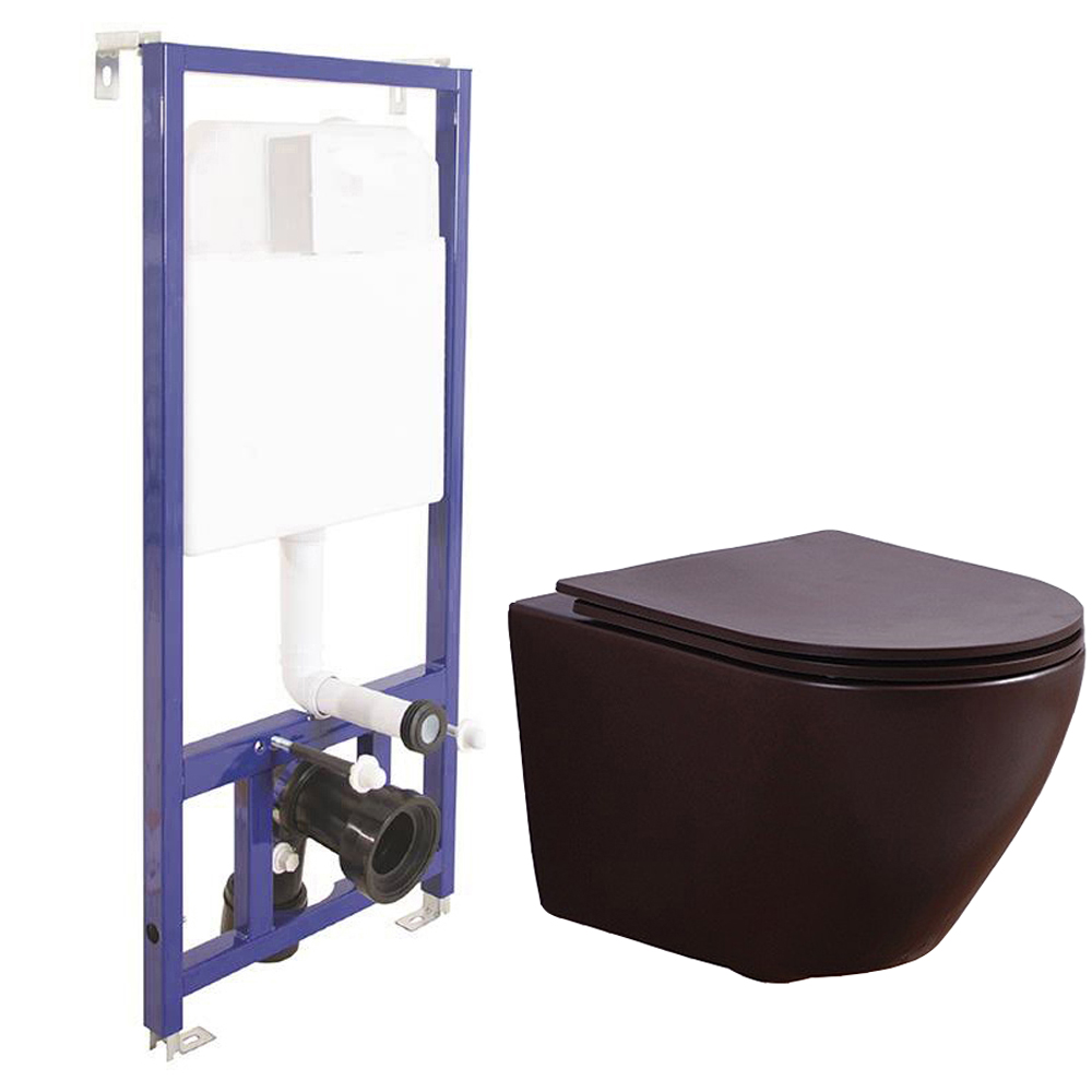 

Унитаз Esbano Azalea Matt Coffee с инсталляцией Berges Novum