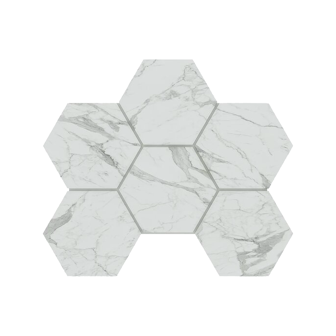 Мозаика Estima Montis White MN01 Hexagon Полир. 25x28,5 мозаика estima gabbro anthracite gb03 hexagon непол 25x28 5