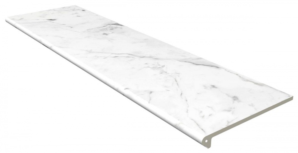 Ступень Gres de Aragon Marble Peldano Redondeado Carrara Blanco Liso 30x120 клинкер greco gres duna peldano angular fiorentino 30 5x30 5