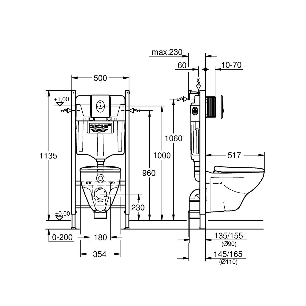 Унитаз с инсталляцией Grohe Solido Ceramic 39116000 - заказать в Москве