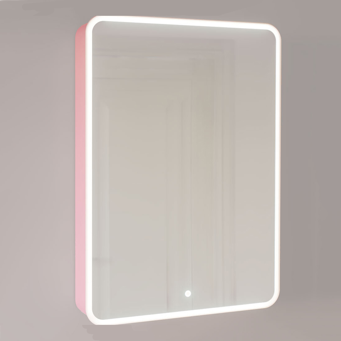Зеркальный шкаф для ванной Jorno Pastel 60 розовый иней