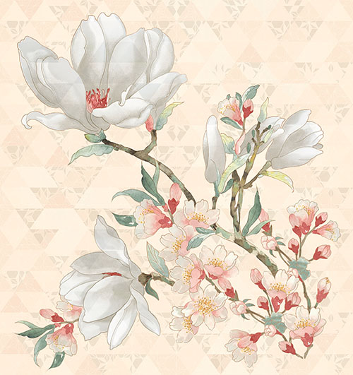 Панно Kerlife Primavera Magnolia Crema (3шт) 75,3x70,9 панно kerlife sense charme из 3 х штук 75 3x70 9 см