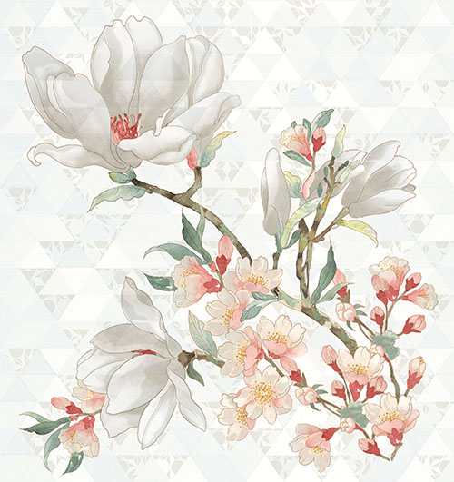 Панно Kerlife Primavera Magnolia Bianco (3шт) 75,3x70,9 бордюр керлайф primavera bianco 6 2x70 9 см