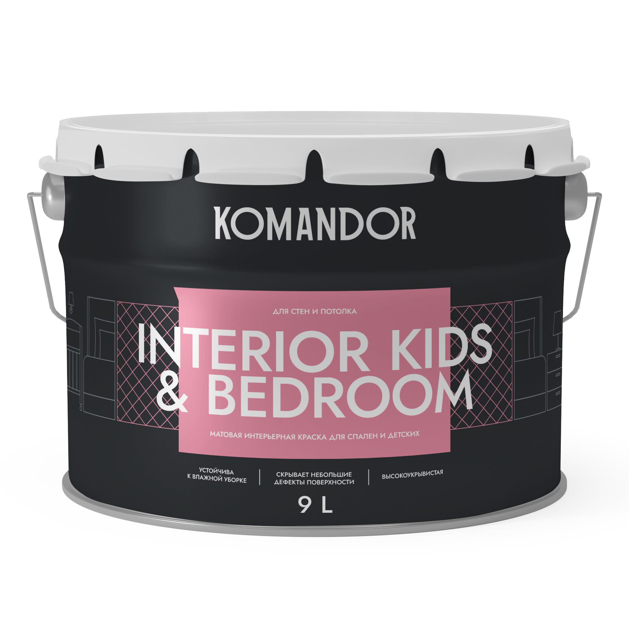 Краска для стен и потолков Komandor Interior Kids&Вedroom С S1303003010 матовая 9 л
