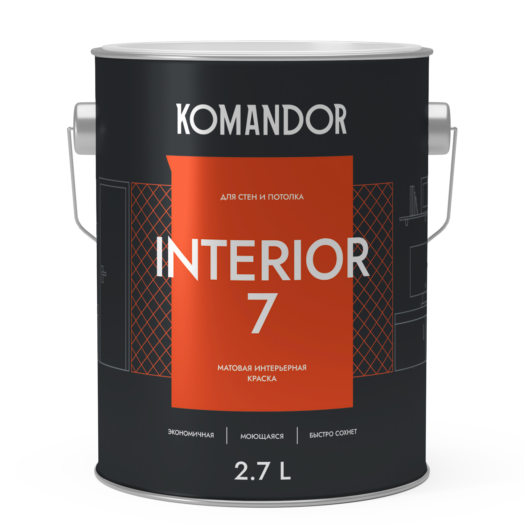 Краска для стен и потолков Komandor Interior 7 A S1302001003 матовая 2,7 л - фото 1