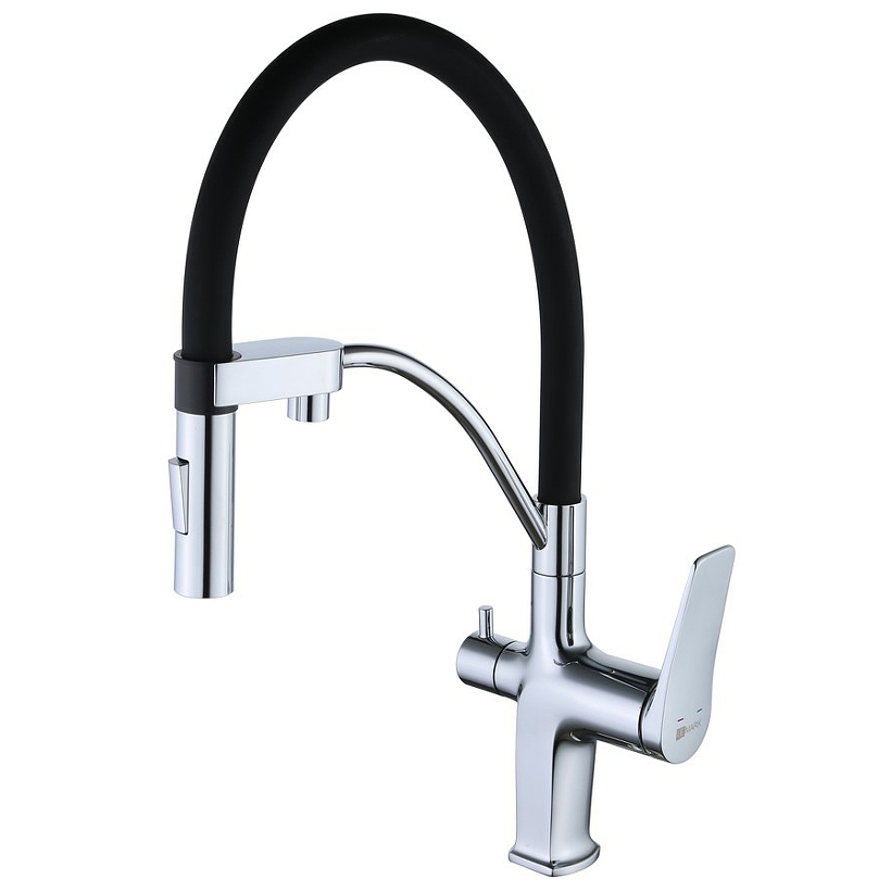 

Смеситель для кухни Lemark Comfort LM3074C, Хром;черный