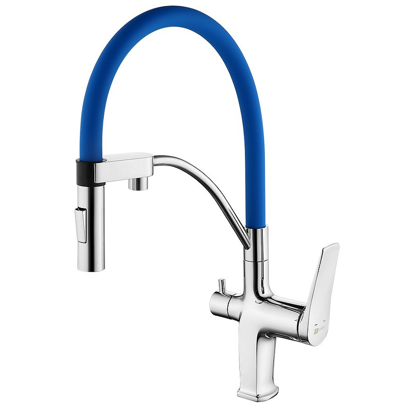 

Смеситель для кухни Lemark Comfort LM3074C-Blue, Хром;синий