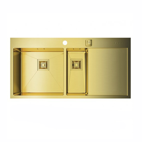 Кухонная мойка Omoikiri Akisame 100-2-LG-L светлое золото