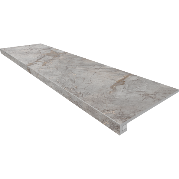 

Комплект OnlyGres Marble Ступень MOG201 33x120 без насечек + Подступенок 14,5x120, Серый