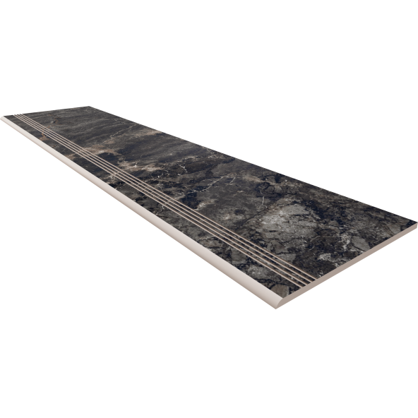 

Ступень OnlyGres Marble Dark MOG501 с насечками 30x120, Серый